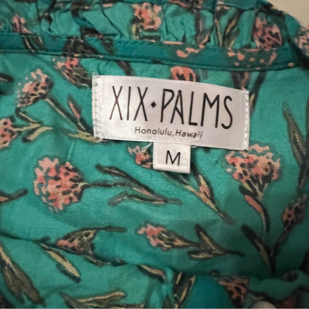XIX Palms Teal Floral Flowy Puffy Sleeve Boho Dress Medium‎ - Picture 10 of 12